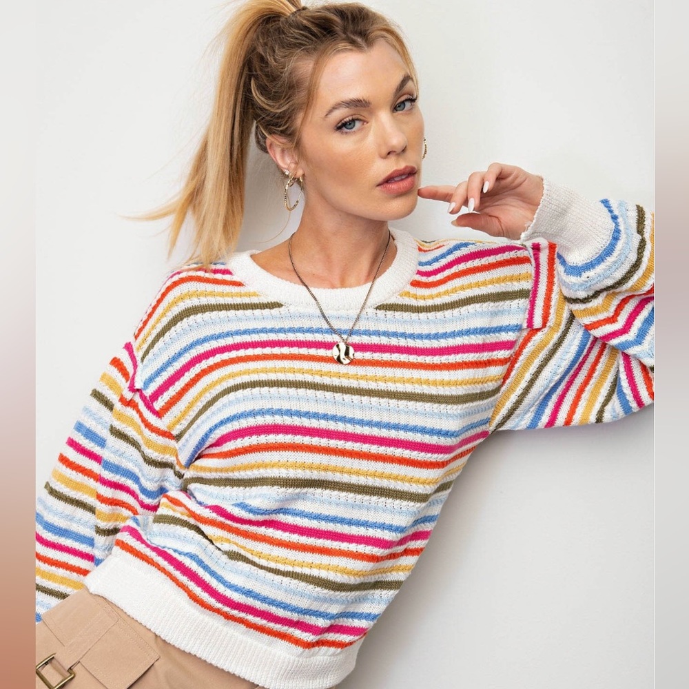 AQUA, striped sweater, size L